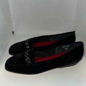 ☃️ Enzo Angiolini Liberty Black Velvet Flats Loafers Women’s 8 N Slip on Shoes